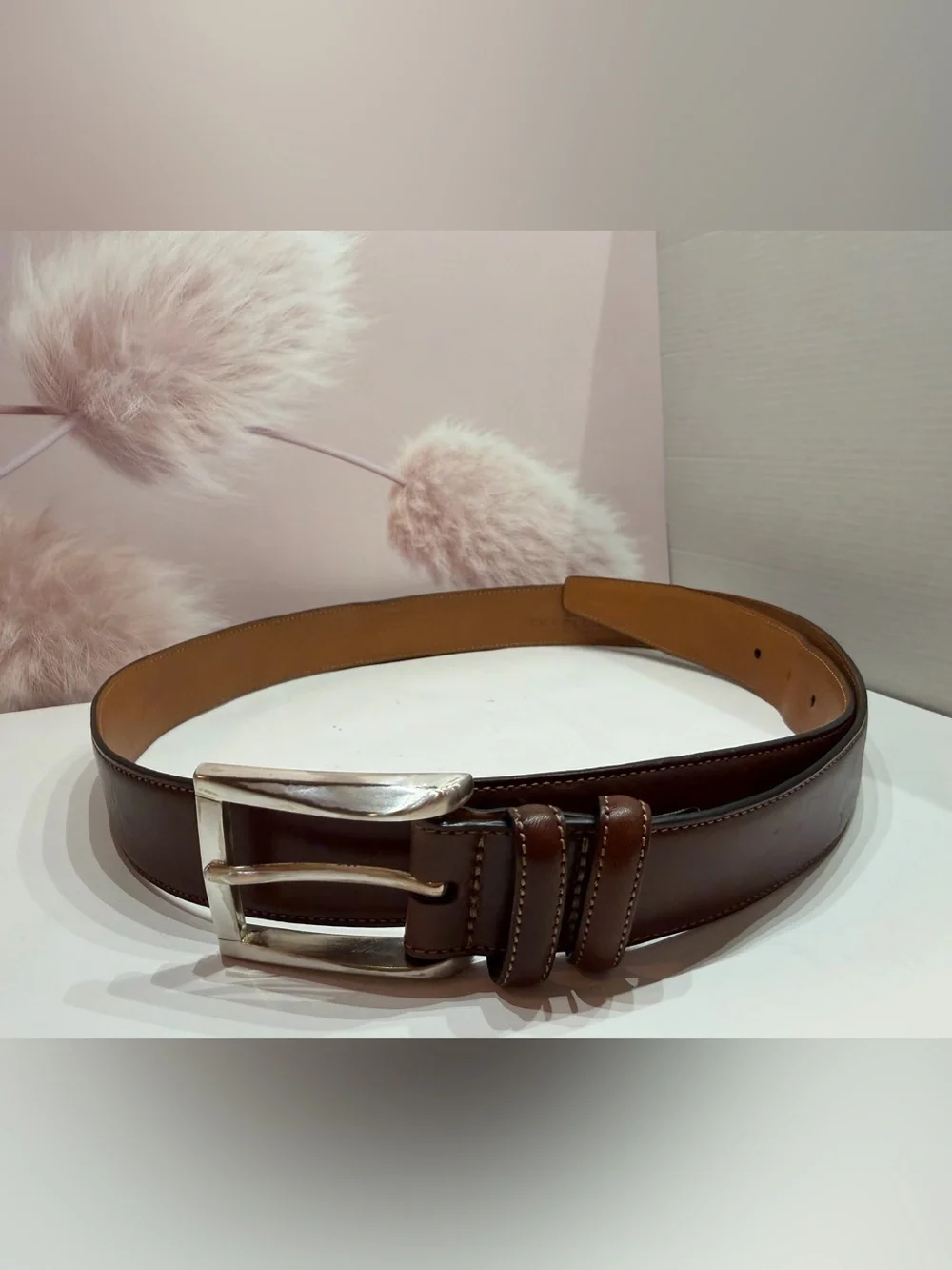 Trafalgar Leather Belt Mens Size 36 inches Easton Dark Brown Hand Polished.